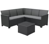 KETER ELODIE Ensemble de jardin 5 places avec table de rangement, graphite/gris 17210776