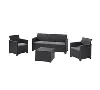 Keter Emma Salon 3 Places avec Table de Rangement, Meubles de Jardin, Graphite