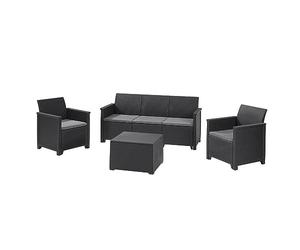 Keter Emma Salon 3 Places avec Table de Rangement, Meubles de Jardin, Graphite