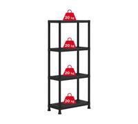 Keter Étagère Plus 60/40 – Facile à monter, Ajustable, Pieds surélevés – 60 x 30 x 135 cm Noir
