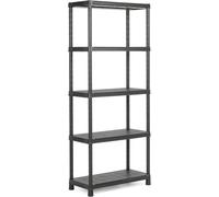 KETER Etagère Plus 80/5 - Etagère Facile à Monter - Système d'Assemblage des Etagères - Pieds Surélevés, Installation Murale, Ajustable - Cuisine, Garage, Atelier - 80x40x187 cm - Noir