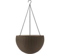 Keter Flowerpot Hanging Sphere with Hanging Chain Planter Hanging Lamp Deco Knitted Design Plastic Coffee Colour Brown