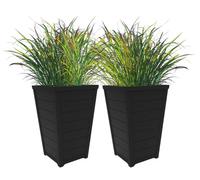 Keter Grands Pots de Fleurs Coniques Aspect Bois pour Pots de Fleurs, résine, Graphite