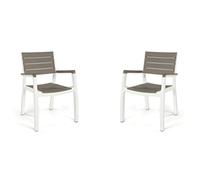 Keter Harmony Lot de 2 chaises de Jardin pour intérieur et extérieur avec accoudoirs, empilable, Beige/Taupe
