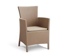 Keter – Fauteuil de jardin Iowa – Résine imitation rotin tressé 60x62x89 cm Cappuccino avec coussin