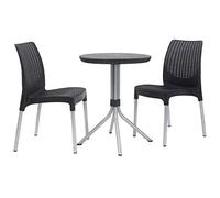 Keter Jersey - Table et chaises de Jardin en rotin, 4 Places Set 2 Places 2 Places Gris
