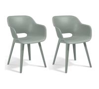 Lot de 2 Chaises de Jardin, Fauteuil avec Accoudoirs, Sièges avec Dossier, Chaises avec Pieds Jardin Salle à Manger, Vert Vintage