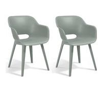 Keter Lot de 2 Chaises de Jardin, Fauteuil avec Accoudoirs, Sièges avec Dossier, Chaises avec Pieds Jardin Salle à Manger, Vert Vintage vert G