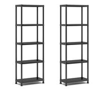 Keter Lot de 2 étagères 60/5, Noir, 5 étagères, Charge maximale 20 kg chacun, 60 x 30 x 174 cm