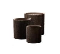 Keter Lot De 3 Pots De Fleurs Ronds En Osier