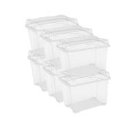 Keter Lot de 6 boîtes de rangement en plastique avec couvercle Jumbo Box S, transparentes, idéales pour les vêtements et comme rangement, adaptées aux armoires et garages, 21 L, 37 x 26 x 31 H cm