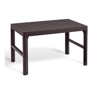 Allibert Table de jardin Lyon Rattan 2 en 1 réglable en hauteur 116 x 71 x 40/65 cm marron