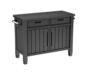 Keter Meuble Barbecue Unity XL, idéal comme Support pour la préparation du Barbecue, 134 x 51,7 x 90 cm, Graphite