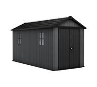 Keter Newton 7515 Abri de jardin - 476 x 230 x 246 cm, gris, Evotech™, plastique, aspect bois, 2 fenêtres, lucarne, verrouillable