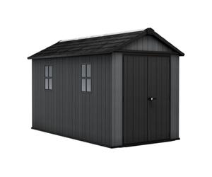 Keter Newton Plus Abri de jardin extérieur, résine Evotech, aspect bois, avec fenêtres, lucarne et peut être fermé (7513)