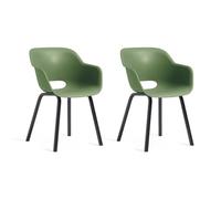 Keter Noa Chaise de jardin - 2 pièces - 55x56,5x80cm - Cadre en métal - Plastique recyclé (vert olive)