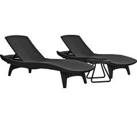 KETER PACIFIC Ensemble graphite 2x chaise longue + 1x table basse 17201591