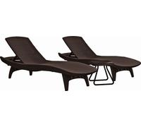 KETER PACIFIC Ensemble marron 2x chaise longue + 1x table basse 17201591