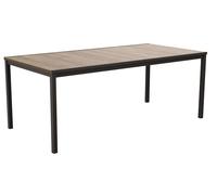 Keter Table de salle à manger extérieure Porto 200×95×75 cm – 8 pers. – Effet bois, métal graphite