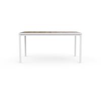 Keter Porto Table de Salle à Manger extérieure pour Jardin et terrasse, 160 x 95 x 75 cm, Convient pour 6 Personnes, Plateau en Finition Effet Bois, Structure en métal Blanc