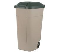 Keter Poubelle de rue 110L avec roues - Conteneur à déchets - 58 x 52 x 88 cm - Vert/Taupe