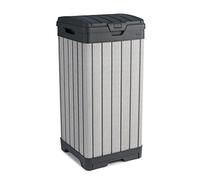 Keter Rockford Poubelle de cuisine en résine avec couvercle et bac d'égouttement pour un nettoyage facile, idéale pour les repas en terrasse, grise