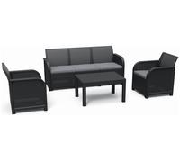 Allibert By Keter - Salon De Jardin Sanremo 5 Places Et Table Basse - Imitation Rotin Tresse - Gris Graphite Gris