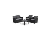 Salon de jardin resine tressee 3 pieces 4 personnes 65 x 113 x 74 cm noir