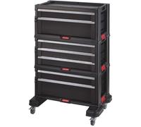 Keter Servante d'atelier 238557 – 7 tiroirs modulable, verrouillage centralisé, sur roulettes, noir