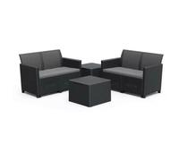 Keter - Set 2 Canapés + 2 Tables Basses Containers Claire Canapé Double Table De Rangement Graphite