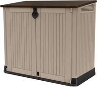 Keter Store-It Out Midi - Hangar de rangement de jardin en plastique pour l'extérieur, beige et brun, 130 x 74 x 21 cm