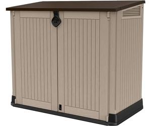 Keter Store-It Out Midi - Hangar de rangement de jardin en plastique pour l'extérieur, beige et brun, 130 x 74 x 21 cm