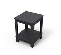 Keter - Table Basse Deluxe avec Double étagère Couleur Graphite 40,5 x 40,5 x 52 cm