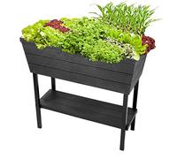 Keter Urban Bloomer Jardinière surélevée d’extérieur d’Herbes aromatiques de 50 litres avec jauge d'arrosage Automatique et Bouchon de Drainage, Gris foncé