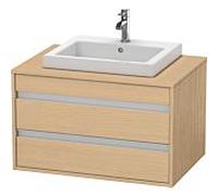 Ketho Duravit vasque KT675403030 80 x 55 cm, chêne naturel, pour vasque à encastrer au milieu, 2 tiroirs
