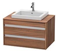 Ketho Duravit vasque KT675407979 80 x 55 cm, noyer naturel, pour lavabo encastré au milieu, 2 tiroirs