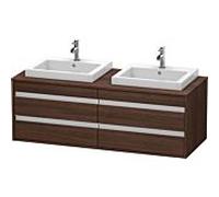 Ketho Duravit vasque KT6757B5353 140x55x49,6cm, pour vasque à encastrer, 4 tiroirs, découpe des deux côtés, marron foncé