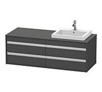 Duravit Ketho Meuble sous-lavabo suspendu 6757, 4 tiroirs, 1400mm, pour 1 lavabo encastré, droite, Couleur (avant/corps): Décor graphite mat - KT6757R4949