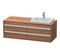 Ketho Duravit vasque KT6757R7979 140x55x49,6cm, pour vasque à encastrer, 4 tiroirs, découpe à droite, noyer naturel