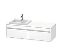 Duravit Ketho Meuble sous-lavabo suspendu 6797, 2 tiroirs, 1400mm, pour 1 lavabo encastrÃ©, gauche, Couleur (avant/corps): DÃ©cor blanc mat - KT6797L1818