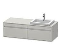 Ketho Duravit vasque KT6797R0707 140x55x42,6cm, vasques à encastrer, 2 coulissants, découpe à droite, gris béton mat