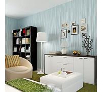 Ketian moderne Mode classique Flocage Uni à rayures courbe papier peint non tissé papier mural pour salon Chambre à coucher papier peint Rouleau de, bleu clair, 0.53mx 10m=5.3m2