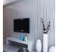 KeTian Rouleau de papier peint intissé à rayures unies pour salon, chambre à coucher, 0,53 m (l) x 10 m (L) = 5,3 m² (gris argenté)