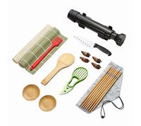 Ketilrub Kit Sushi DIY 19 Pièces, Sushi Maker Moules à Sushi, Inclus 2 Nattes à Rouler en Bambou, 5 Baguettes, Spatule, Kit Sushi Complet pour Débutants, Amateurs