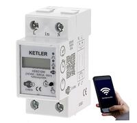 KETLER - KE6010W : Compteur contacteur électrique modulaire - Monophasé 60 A - WIFI - Mesure directe - Compatible SMART LIFE et TUYA