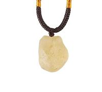 KETLIXS Collier en verre véritable du désert libyen brut, doré naturel du désert libyen, jaune, forme irrégulière, About 25*18*5mm, Irregular Shape, Agate