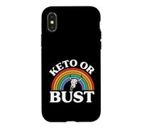 Ketogenic Diet Keto Or Bust Western Cow Skull Retro Coque pour iPhone X/XS