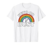 Ketogenic Diet Keto Or Bust Western Cow Skull Retro T-Shirt Graphique avec Valeur, Homme, Blanc, S