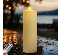 Ketom Bougies LED Flamme Vacillante avec Timer, D10 x H30 cm Bougies LED Telecommande Grand, Bougie Sans Flamme à Piles, pour Mariage, Fête, Décorations de Noël (Ivoire, Piles Non Fournies)
