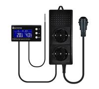 KETOTEK Prise Thermostat Hygrostat Jour/Nuit avec Sonde & Minuterie | Régulateur de Température et d'humidité Numérique avec Minuterie 220V pour Terrarium Reptile Couveuse Incubateur Serre